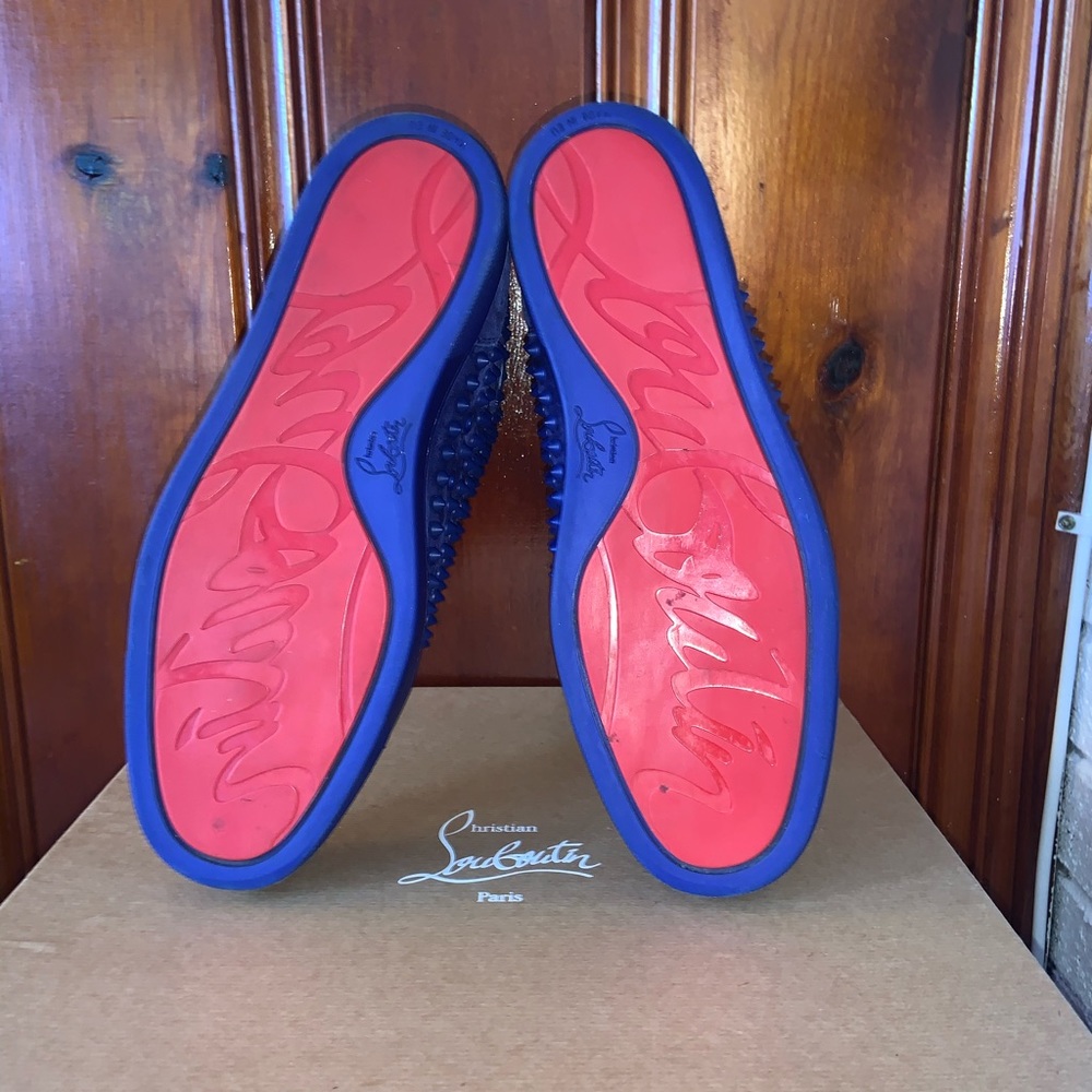 Christian Louboutin Louis Spike Flat Atlantic Blue EU 43 US 10 - Picture 13 of 13